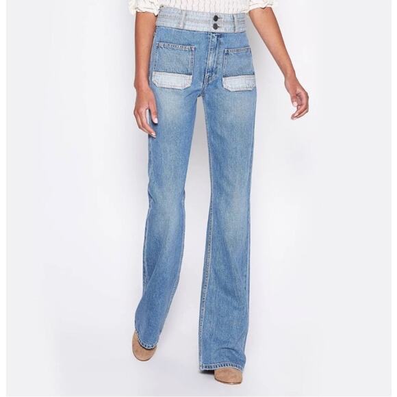 Joie Gabriel Thames Two Toned Patch Pocket Button Fly Jeans Size 25 - Picture 2 of 12